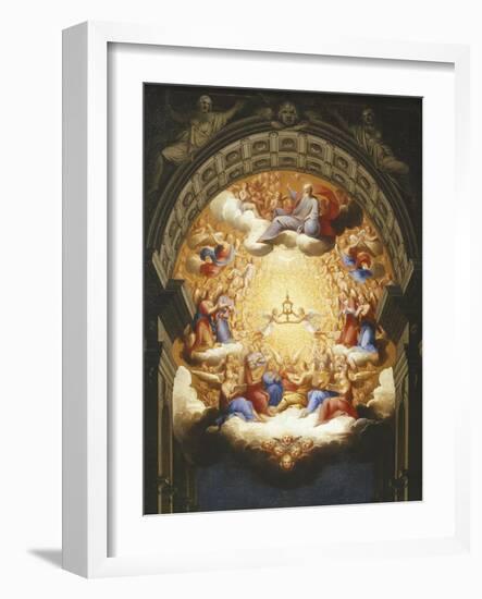 Sunrise on the New Testament, the Eucharist in a Monstrance Carried by Two Angels-Italian School-Framed Giclee Print