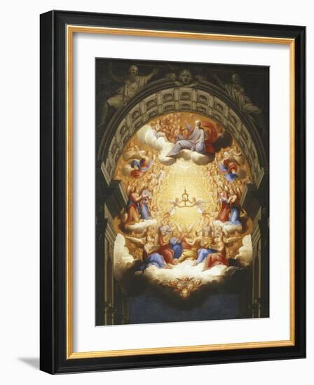 Sunrise on the New Testament, the Eucharist in a Monstrance Carried by Two Angels-Italian School-Framed Giclee Print
