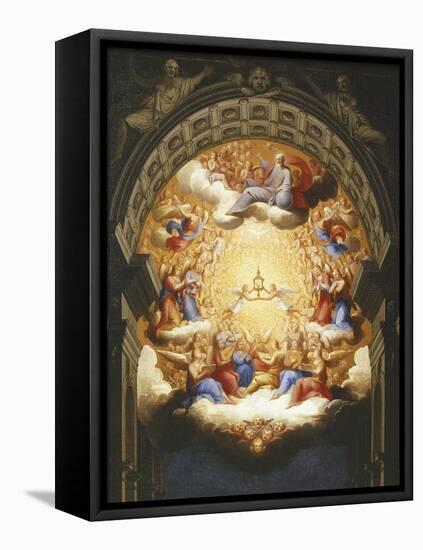 Sunrise on the New Testament, the Eucharist in a Monstrance Carried by Two Angels-Italian School-Framed Premier Image Canvas