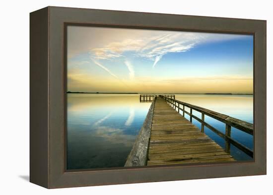 Sunrise on the Pier at Terre Ceia Bay, Florida, USA-Richard Duval-Framed Premier Image Canvas