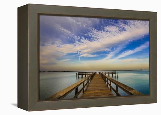 Sunrise on the Pier at Terre Ceia Bay, Florida, USA-Richard Duval-Framed Premier Image Canvas