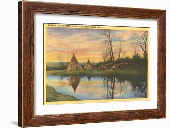 Sunrise on the Reservation, Tepees-null-Framed Art Print