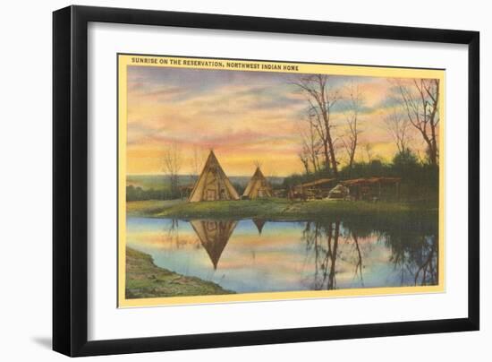 Sunrise on the Reservation, Tepees-null-Framed Art Print