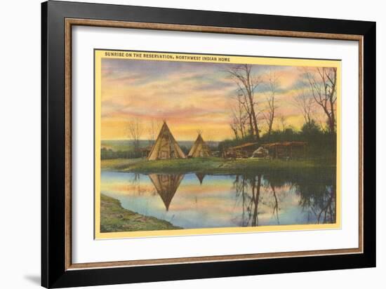 Sunrise on the Reservation, Tepees-null-Framed Art Print