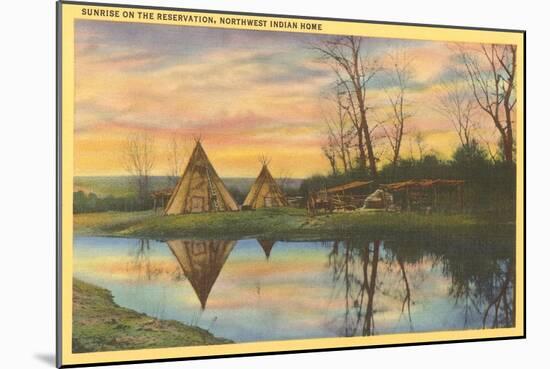 Sunrise on the Reservation, Tepees-null-Mounted Art Print