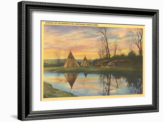 Sunrise on the Reservation, Tepees-null-Framed Art Print