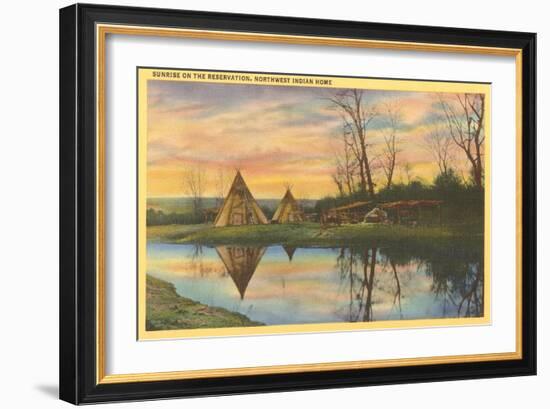 Sunrise on the Reservation, Tepees-null-Framed Art Print