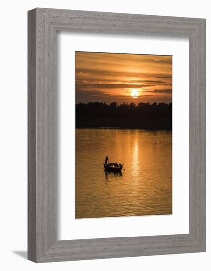 Sunrise on the Tonle Sap River Near the Village of Kampong Tralach, Cambodia, Indochina-Michael Nolan-Framed Photographic Print