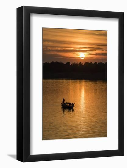 Sunrise on the Tonle Sap River Near the Village of Kampong Tralach, Cambodia, Indochina-Michael Nolan-Framed Photographic Print