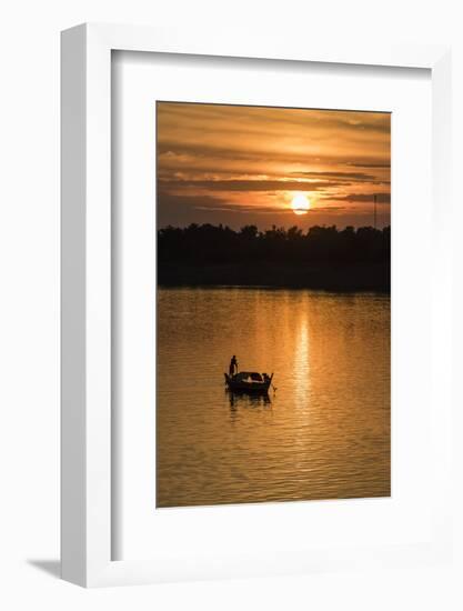 Sunrise on the Tonle Sap River Near the Village of Kampong Tralach, Cambodia, Indochina-Michael Nolan-Framed Photographic Print