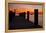 Sunrise on the Water with an Empty Dock and a Sailboat in the Distance of Tilghman Island, Maryland-Karine Aigner-Framed Premier Image Canvas