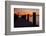 Sunrise on the Water with an Empty Dock and a Sailboat in the Distance of Tilghman Island, Maryland-Karine Aigner-Framed Photographic Print