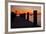 Sunrise on the Water with an Empty Dock and a Sailboat in the Distance of Tilghman Island, Maryland-Karine Aigner-Framed Photographic Print