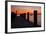 Sunrise on the Water with an Empty Dock and a Sailboat in the Distance of Tilghman Island, Maryland-Karine Aigner-Framed Photographic Print