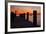 Sunrise on the Water with an Empty Dock and a Sailboat in the Distance of Tilghman Island, Maryland-Karine Aigner-Framed Photographic Print