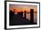 Sunrise on the Water with an Empty Dock and a Sailboat in the Distance of Tilghman Island, Maryland-Karine Aigner-Framed Photographic Print