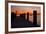 Sunrise on the Water with an Empty Dock and a Sailboat in the Distance of Tilghman Island, Maryland-Karine Aigner-Framed Photographic Print