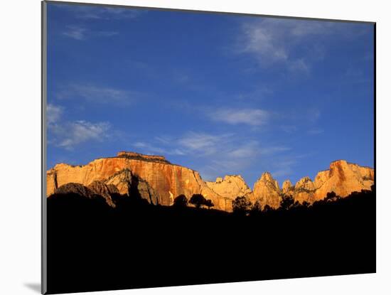 Sunrise on the West Temple and Towers of the Virgin, Zion National Park, Utah, USA-Diane Johnson-Mounted Photographic Print