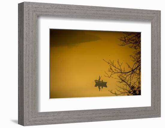 Sunrise over a Boat on the Taj Mahal Lake, Agra, Uttar Pradesh, India, Asia-Laura Grier-Framed Photographic Print