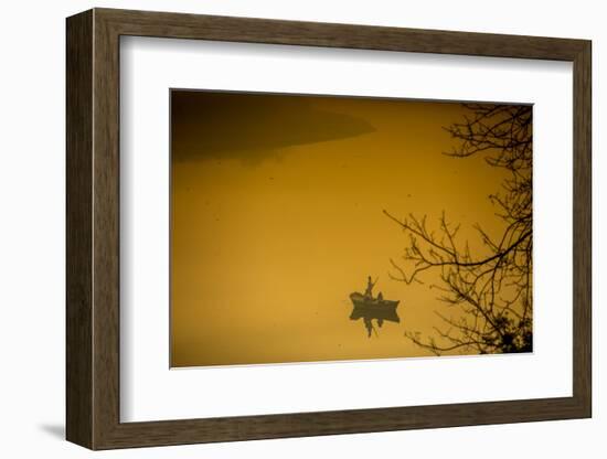 Sunrise over a Boat on the Taj Mahal Lake, Agra, Uttar Pradesh, India, Asia-Laura Grier-Framed Photographic Print