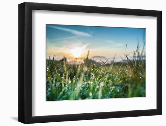 Sunrise over a Meadow in Saxony Switzerland-Jorg Simanowski-Framed Photographic Print