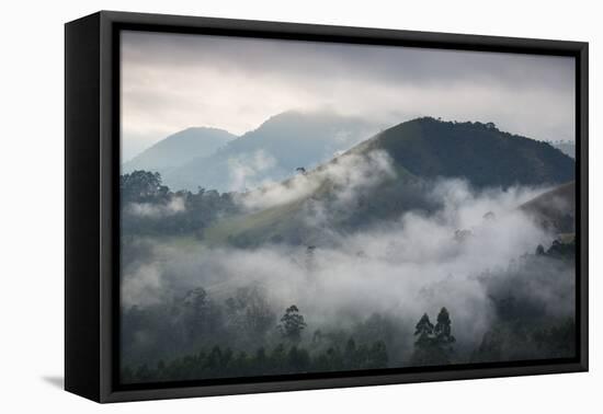 Sunrise over a Misty Landscape in the Sao Francisco Xavier Region in Sao Paulo State, Brazil-Alex Saberi-Framed Premier Image Canvas