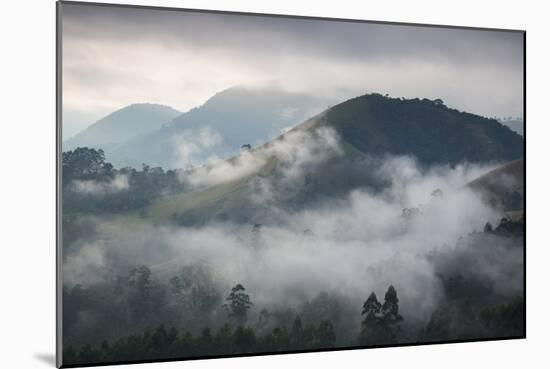 Sunrise over a Misty Landscape in the Sao Francisco Xavier Region in Sao Paulo State, Brazil-Alex Saberi-Mounted Photographic Print