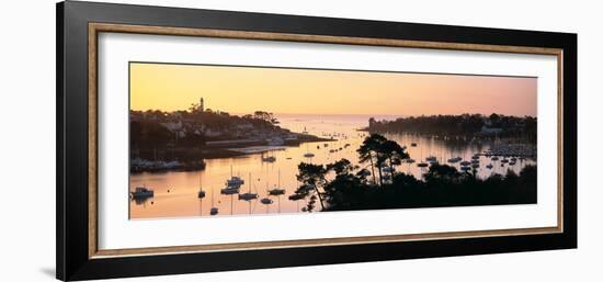 Sunrise over a Town at River Odet Estuary, Benodet, Finistere, Brittany, France-null-Framed Photographic Print