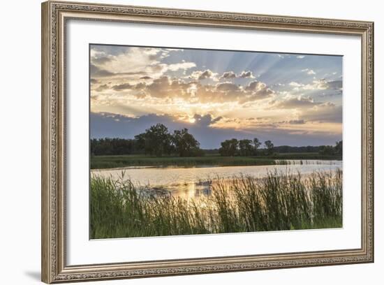 Sunrise over Backwater of the Milk River Near Glasgow, Montana, USA-Chuck Haney-Framed Photographic Print