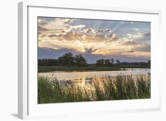 Sunrise over Backwater of the Milk River Near Glasgow, Montana, USA-Chuck Haney-Framed Photographic Print