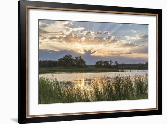 Sunrise over Backwater of the Milk River Near Glasgow, Montana, USA-Chuck Haney-Framed Photographic Print