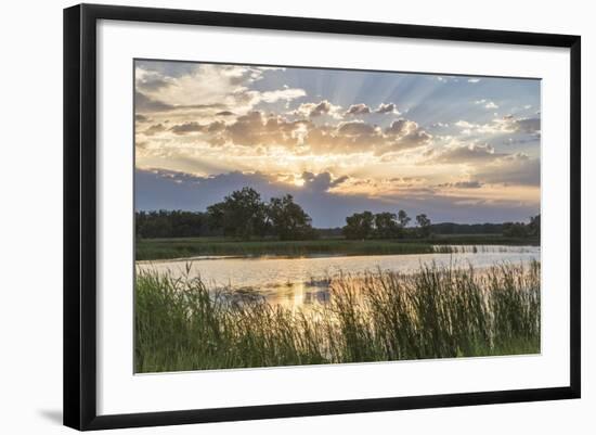 Sunrise over Backwater of the Milk River Near Glasgow, Montana, USA-Chuck Haney-Framed Photographic Print