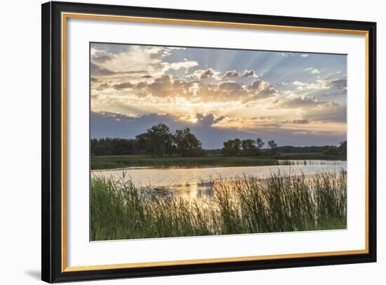 Sunrise over Backwater of the Milk River Near Glasgow, Montana, USA-Chuck Haney-Framed Photographic Print