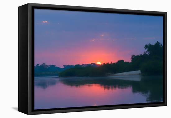 Sunrise over Cuiaba River, Pantanal, Mato Grosso State, Brazil, South America-G&M Therin-Weise-Framed Premier Image Canvas