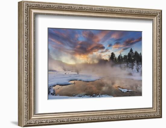 Sunrise over Grassy Spring, Mammoth Hot Springs, Yellowstone National Park, Wyoming, USA-Chuck Haney-Framed Photographic Print