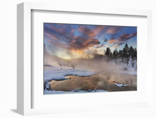 Sunrise over Grassy Spring, Mammoth Hot Springs, Yellowstone National Park, Wyoming, USA-Chuck Haney-Framed Photographic Print