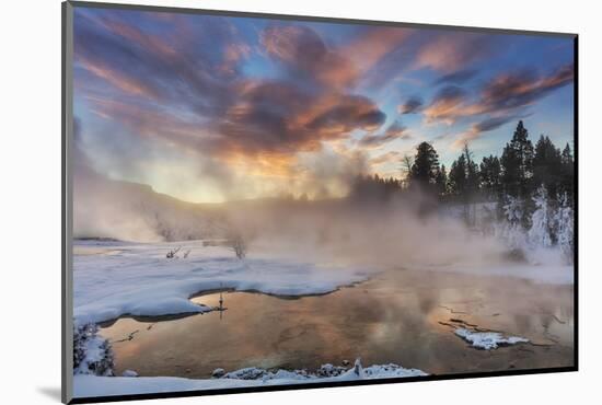 Sunrise over Grassy Spring, Mammoth Hot Springs, Yellowstone National Park, Wyoming, USA-Chuck Haney-Mounted Photographic Print