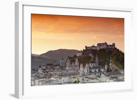 Sunrise over Hohensalzburg Fortress and Alt Stadt, Salzburg, Salzburger Land, Austria, Europe-Doug Pearson-Framed Photographic Print