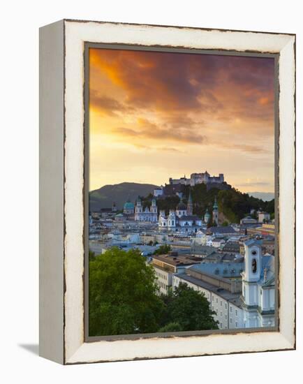 Sunrise over Hohensalzburg Fortressover and Alt Stadt, Salzburg, Salzkammergut, Austria-Doug Pearson-Framed Premier Image Canvas