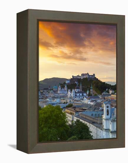 Sunrise over Hohensalzburg Fortressover and Alt Stadt, Salzburg, Salzkammergut, Austria-Doug Pearson-Framed Premier Image Canvas