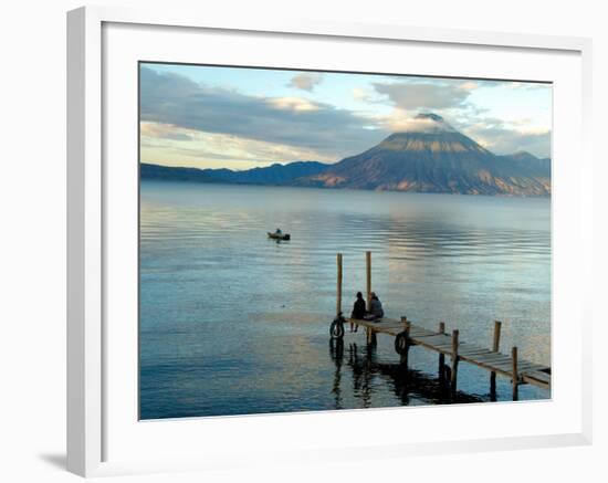 Sunrise over Lake Atitlan and Women on End of the Pier, Solola, Guatemala-Cindy Miller Hopkins-Framed Photographic Print