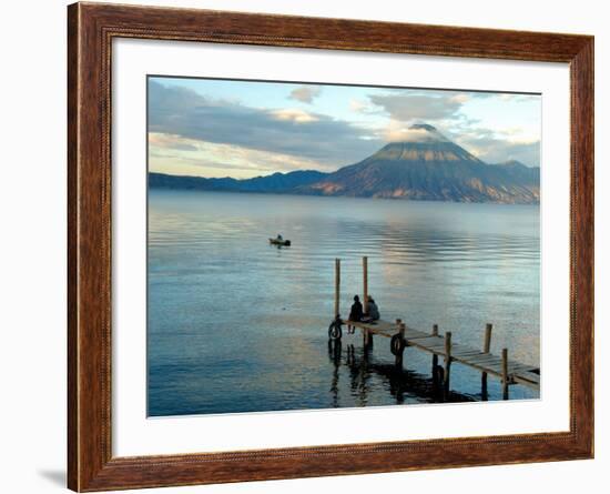 Sunrise over Lake Atitlan and Women on End of the Pier, Solola, Guatemala-Cindy Miller Hopkins-Framed Photographic Print