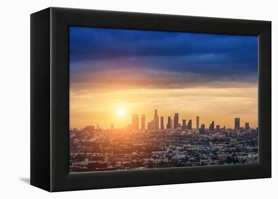 Sunrise over Los Angeles City Skyline-logoboom-Framed Premier Image Canvas