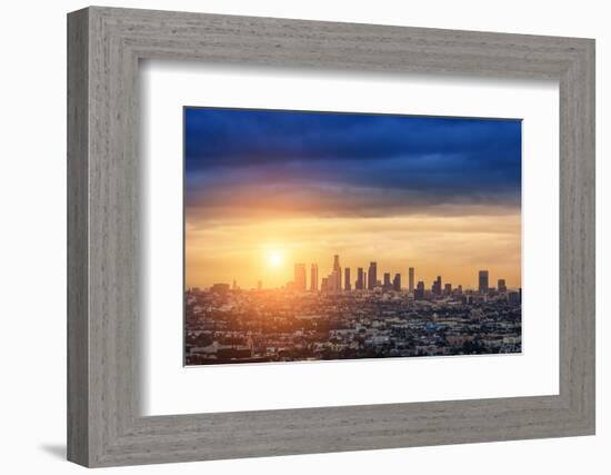 Sunrise over Los Angeles City Skyline-logoboom-Framed Photographic Print