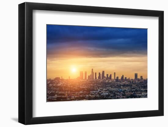 Sunrise over Los Angeles City Skyline-logoboom-Framed Photographic Print