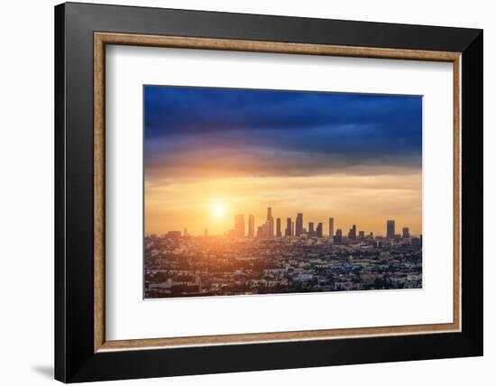 Sunrise over Los Angeles City Skyline-logoboom-Framed Photographic Print