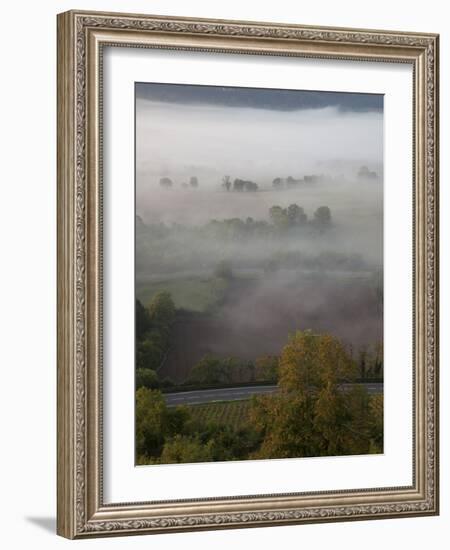 Sunrise over Misty Valley from the Terrace, Vezelay, Burgundy, France, Europe-Nick Servian-Framed Photographic Print