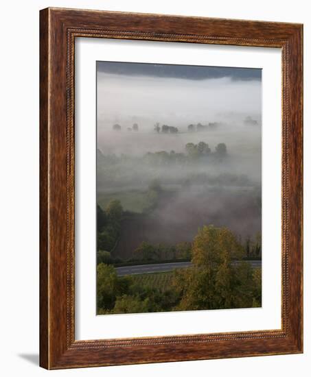 Sunrise over Misty Valley from the Terrace, Vezelay, Burgundy, France, Europe-Nick Servian-Framed Photographic Print