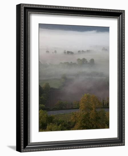 Sunrise over Misty Valley from the Terrace, Vezelay, Burgundy, France, Europe-Nick Servian-Framed Photographic Print