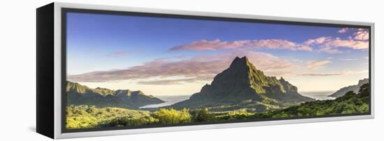 Sunrise over Mt Rotui, Opunohu Bay and Cook's Bay, Moorea, French Polynesia-Matteo Colombo-Framed Premier Image Canvas